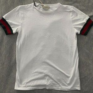 Gucci Striped White Boys Shirt, Children's cotton T-shirt with Web. NWT